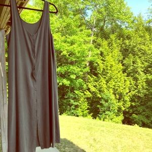 LACAUSA raw silk button down dress in Olive